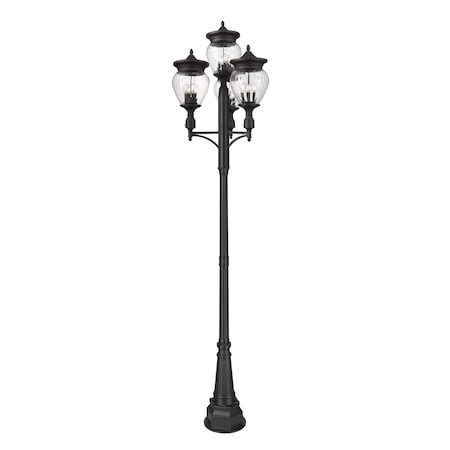 Z-Lite Davina 4 Light Outdoor Post Mounted Fixture, 34.5in. W x 130.75in. H, Black 5016PHBR-4-564P-BK
